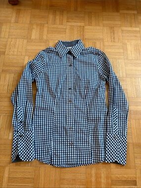 Max Volmary Blue and White Gingham Button-Up Shirt